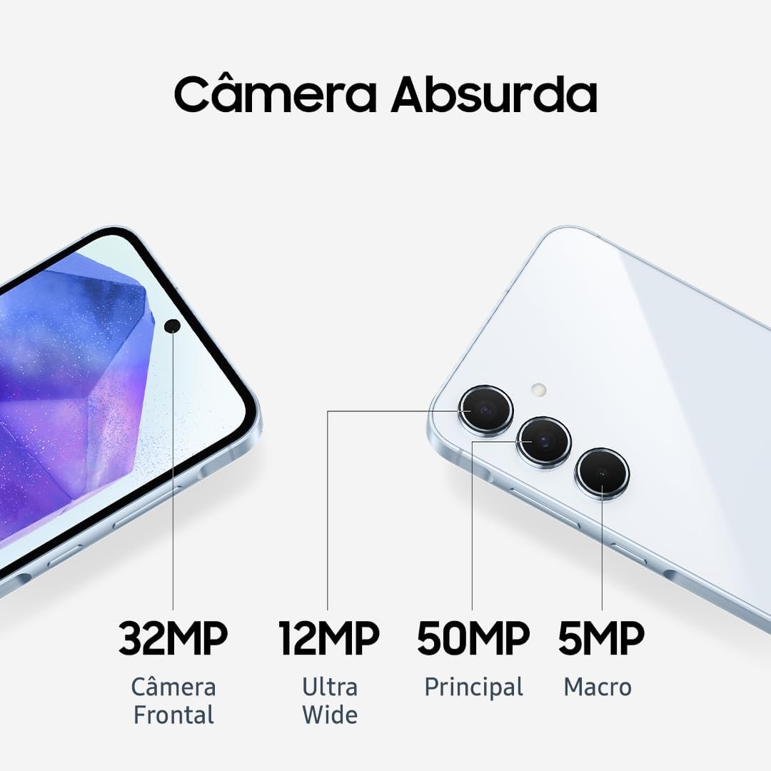Samsung Galaxy A55 5G, Câmera Tripla Traseira de até 50MP, Selfie de 32MP, Nightography, Apagador de objetos, Design em metal e vidro, IP67, Super AMOLED 6.6" 120Hz Vision Booster, 128GB - Imagem 7