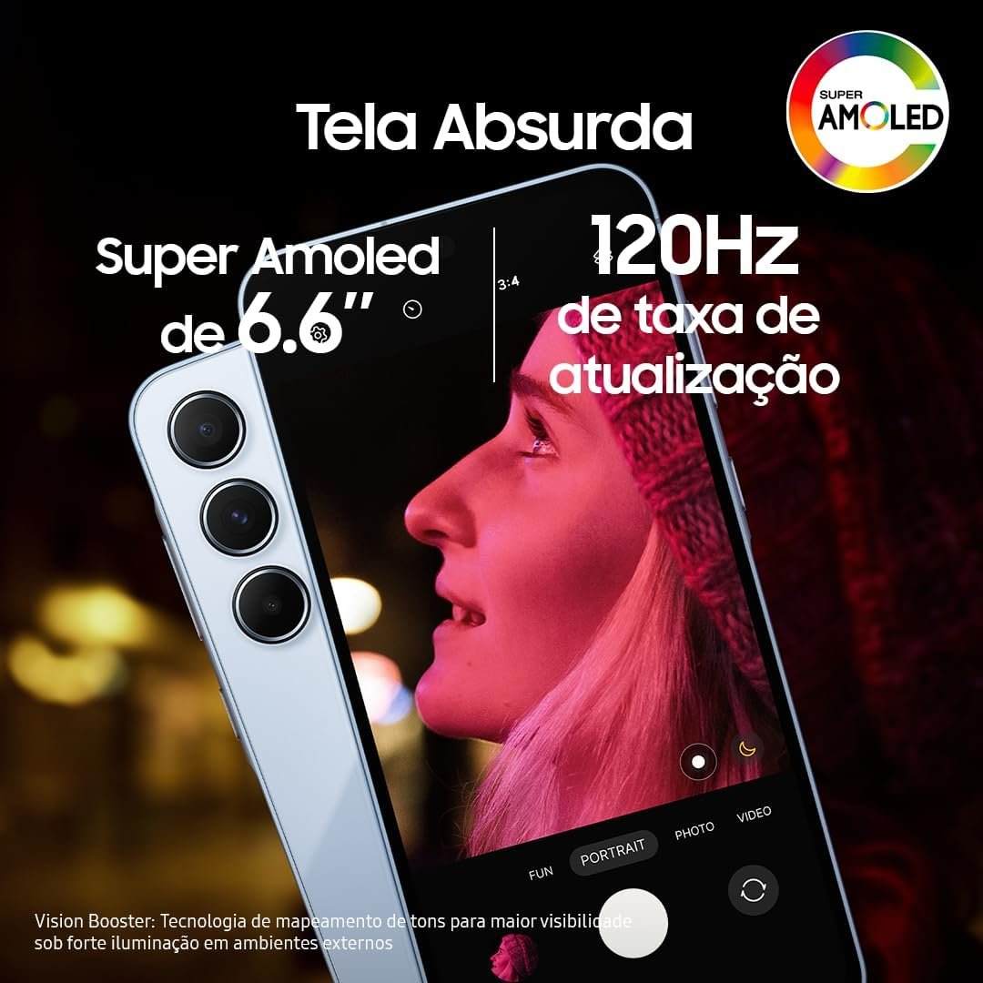 Samsung Galaxy A55 5G, Câmera Tripla Traseira de até 50MP, Selfie de 32MP, Nightography, Apagador de objetos, Design em metal e vidro, IP67, Super AMOLED 6.6" 120Hz Vision Booster, 128GB - Imagem 6